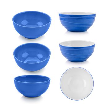 blue bowl on white background