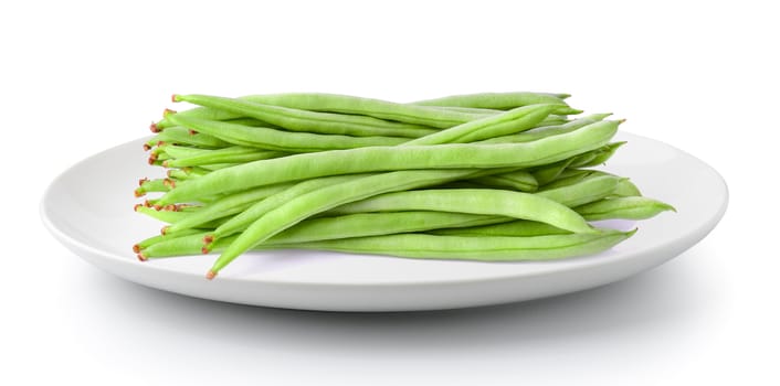 Green beans in a plate isolated on a white background