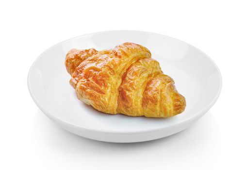croissant in plate on white background