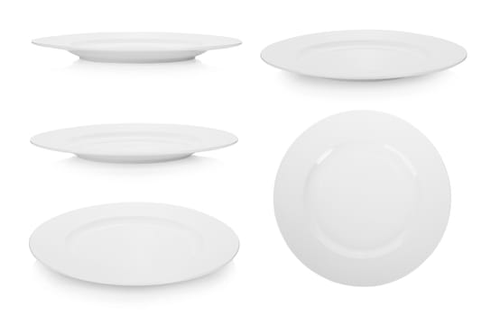 collection of white plate on white background