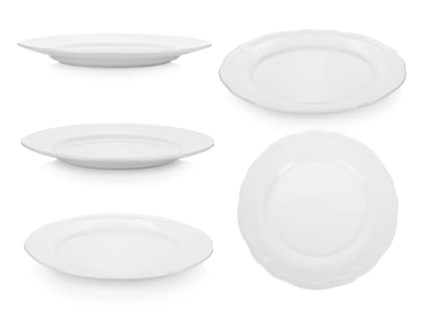 collection of white plate on white background