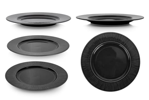 ceramic black plate on white background