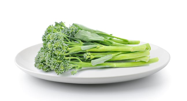 broccoli in plate isolated on a white background