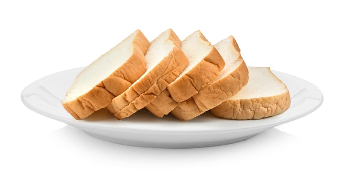 sliced bread in plate isolated on a white background