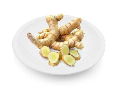 white turmeric in plate on white background