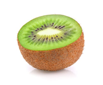 Slice of fresh kiwi fruit isolated on white background