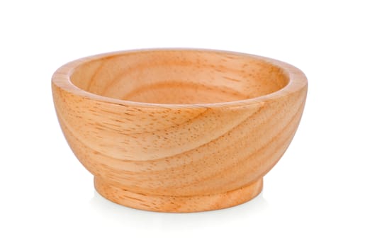 vintage wood bowl on white background