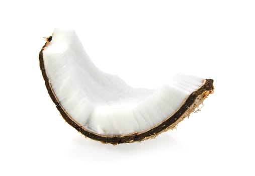 Coconut pieces isolated on a white background