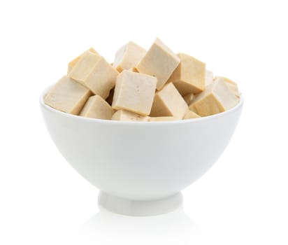 Tofu in bowl on the White background