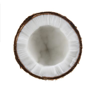 Half coconut isolated on white background