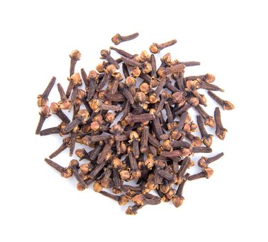 cloves spices on white background top view