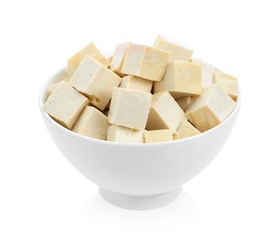 Tofu in a bowl isolated on White background