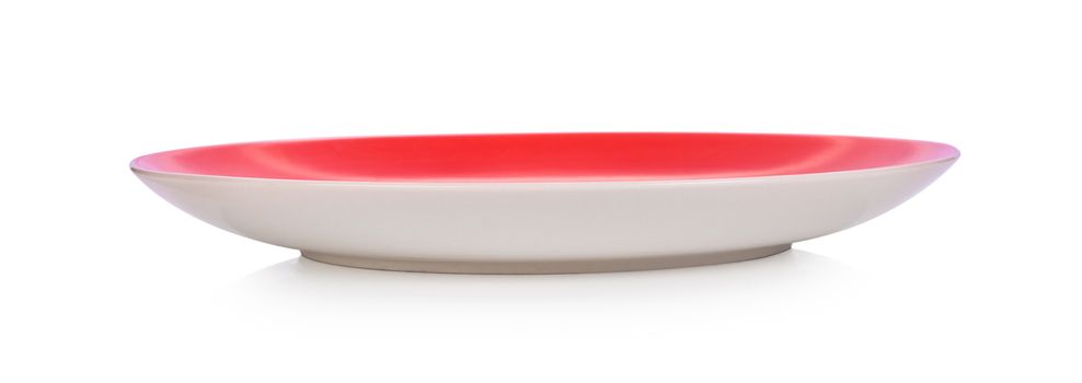 red plate on white background