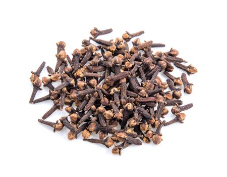 cloves spices on white background top view