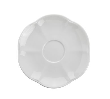 ceramic plate on white background. top view