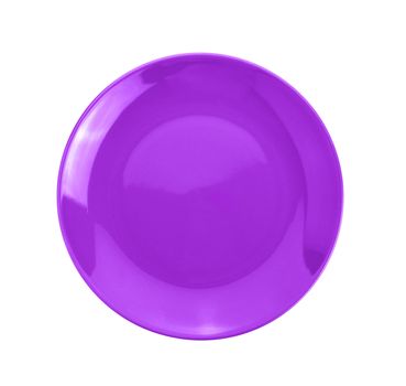 purple plate on white background. top view