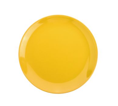 yellow empty plate on white background