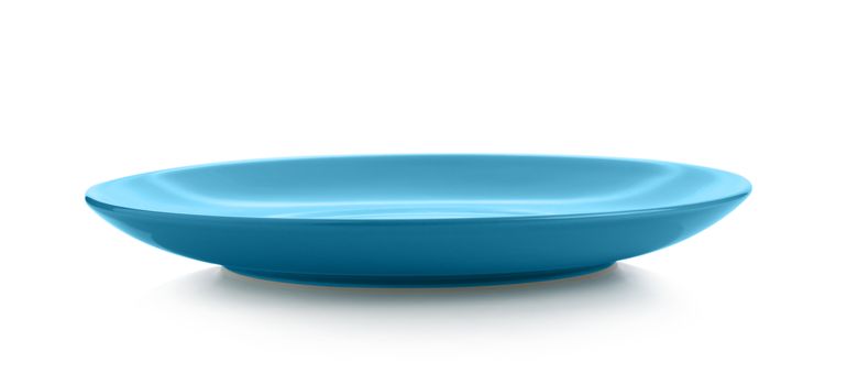 blue dish on white background