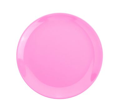 pink empty plate on white background