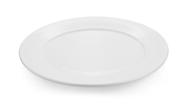 beautiful white seramic dish on white background