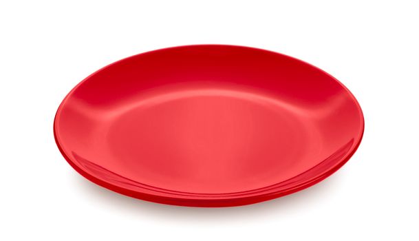red dish on white background