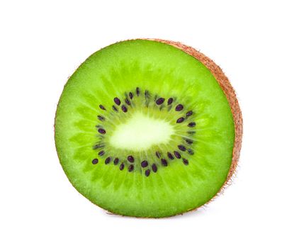 Slice of fresh kiwi fruit isolated on white background