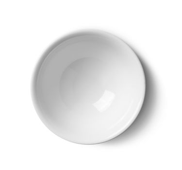 top view ceramic bowl on white background