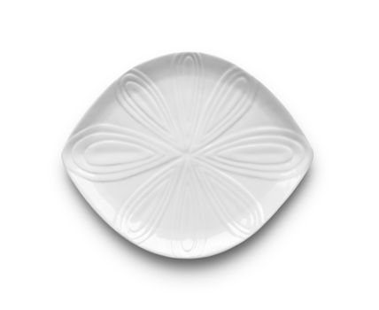 ceramic plate on white background. top view