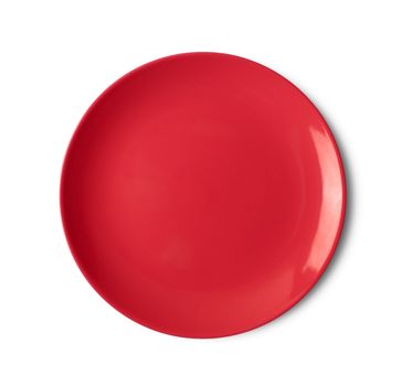 red plate on white background