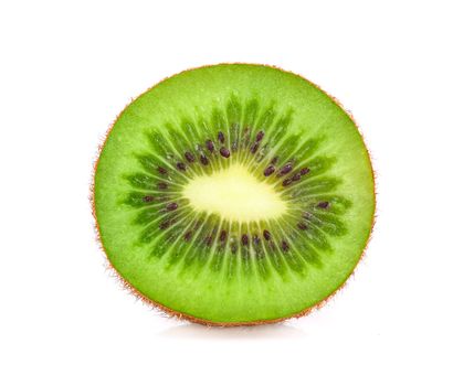 Slice of fresh kiwi fruit isolated on white background