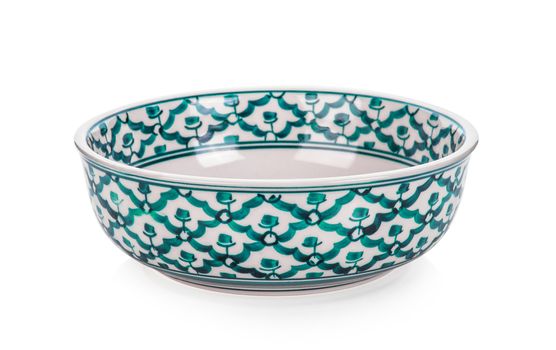 Vintage ceramic bowl on white background