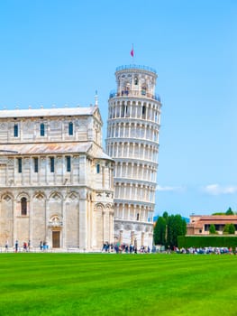 Leaning Tower of Pisa o Cathedral square in Pisa, Tuscany, Italy.