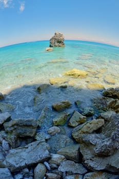 Blue waters of Ionian sea, near Agios Nikitas, Lefkada