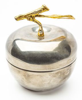 apple made of silver with stem made of gold
