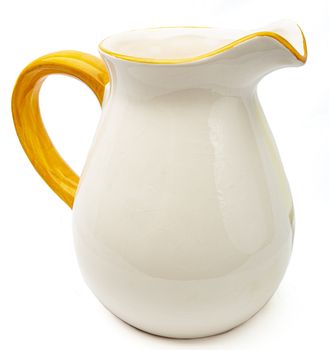 Isolated ceramic water pitcher against a white background