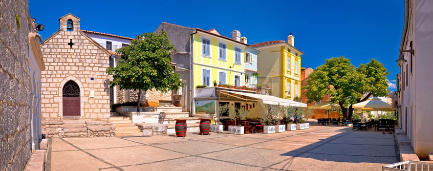 Town of Omisalj square panoramic view, Krk island in Croatia