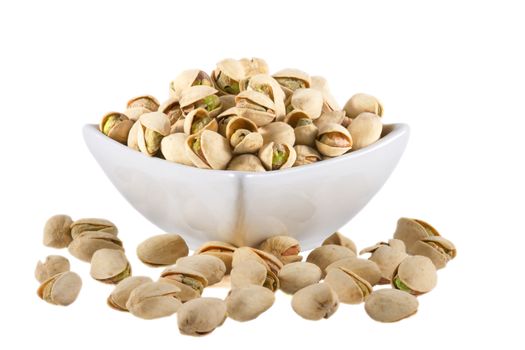 Pistachios isolated on white background