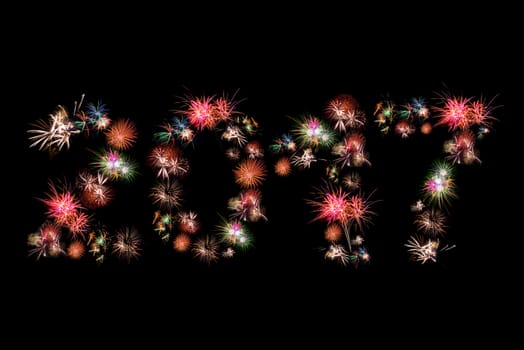 Happy new year 2017 fireworks colorful