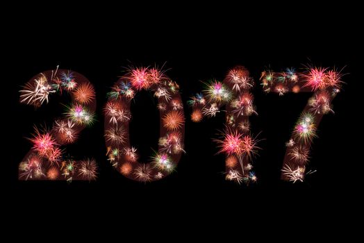 Happy new year 2017 fireworks colorful version 3 