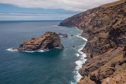 Bujaren coastline in volcanic landscape, La Palma, Canary islands, Spain.