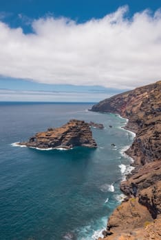 Bujaren coastline in volcanic landscape, La Palma, Canary islands, Spain.