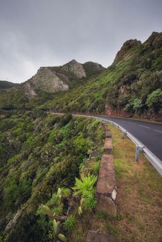 road in Anaga mountains in Tenerife island, Canary islands, Spain.