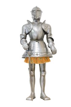 Medieval knight armour over white isolated background