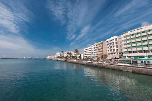 Arrecife capital city cityscape in Lanzarote, Canary islands, Spain.