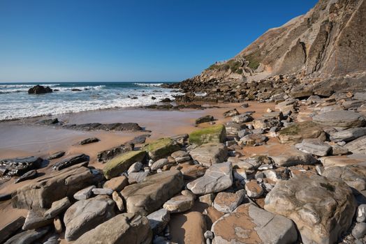 Barrika coastline in Bilbao, Basque country, Spain.