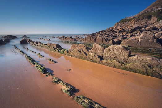 Barrika coastline in Bilbao, Basque country, Spain.