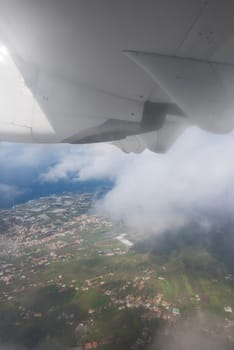 View from the airplane window Tenerife, Canary islands, Spain.