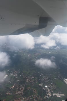 View from the airplane window Tenerife, Canary islands, Spain.