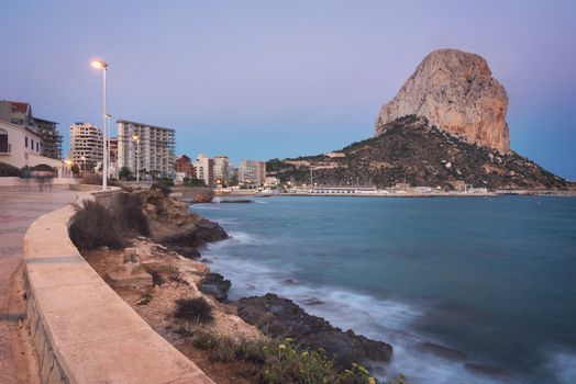 Penon de Ifach at dusk in Calpe, Valencia, Spain.