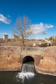 Canal de Castilla, famous Landmark in Fromista, Palencia, Castilla y Leon, Spain.